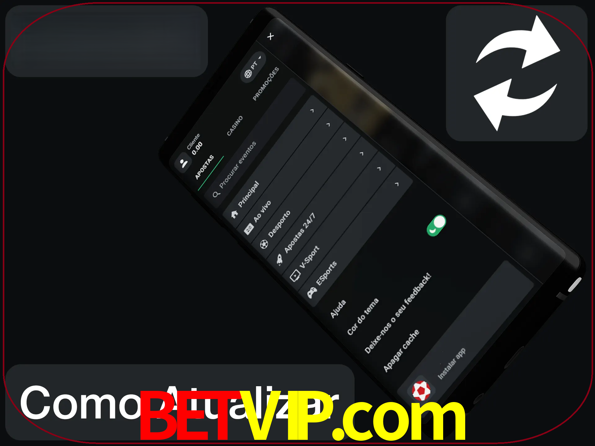 O aplicativo é atualizado automaticamente quando você faz o login.